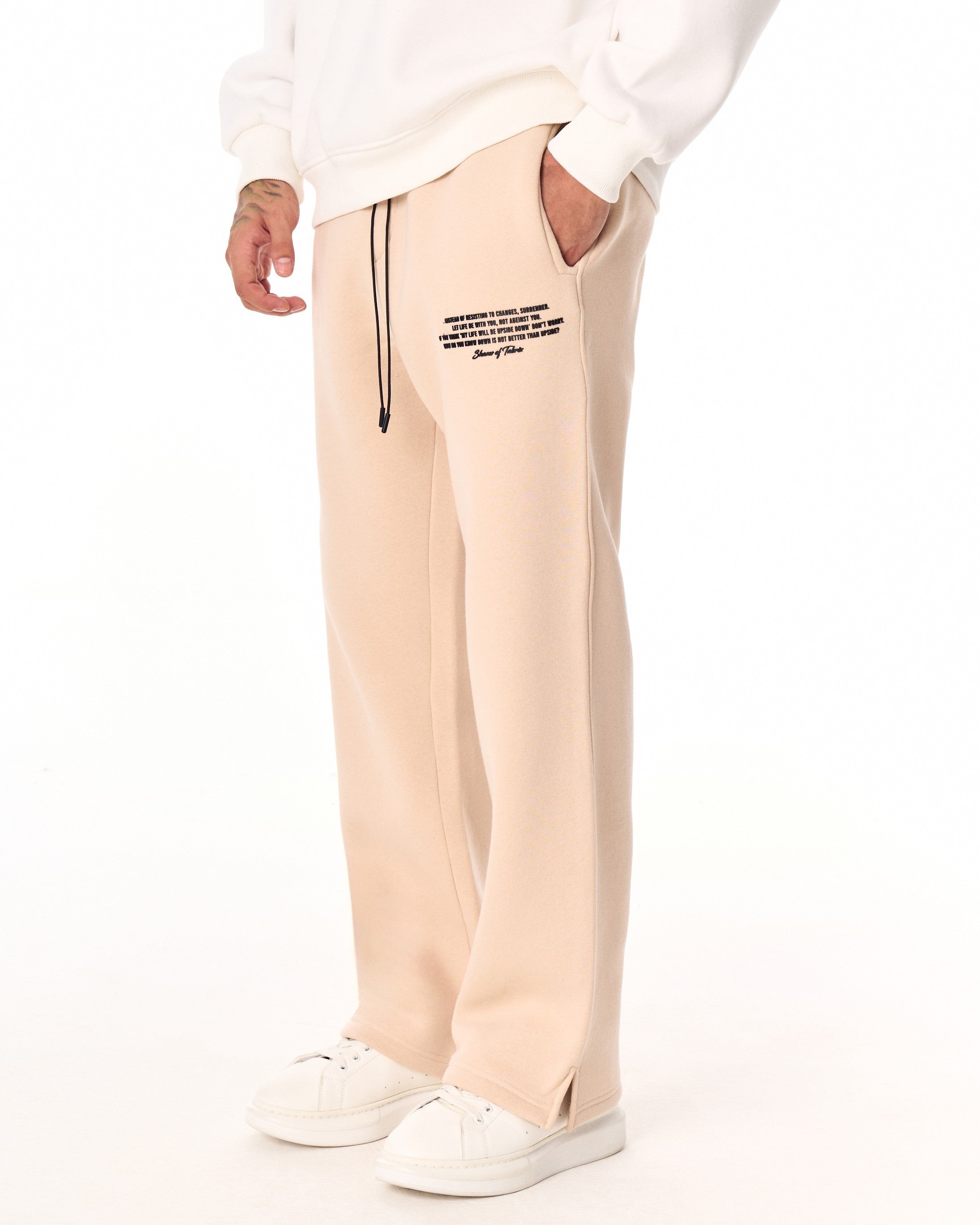 MV Beige Baggy Sweatpants | Martin Valen