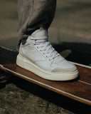Men's High Top White Leather Chunky Sneakers (7)