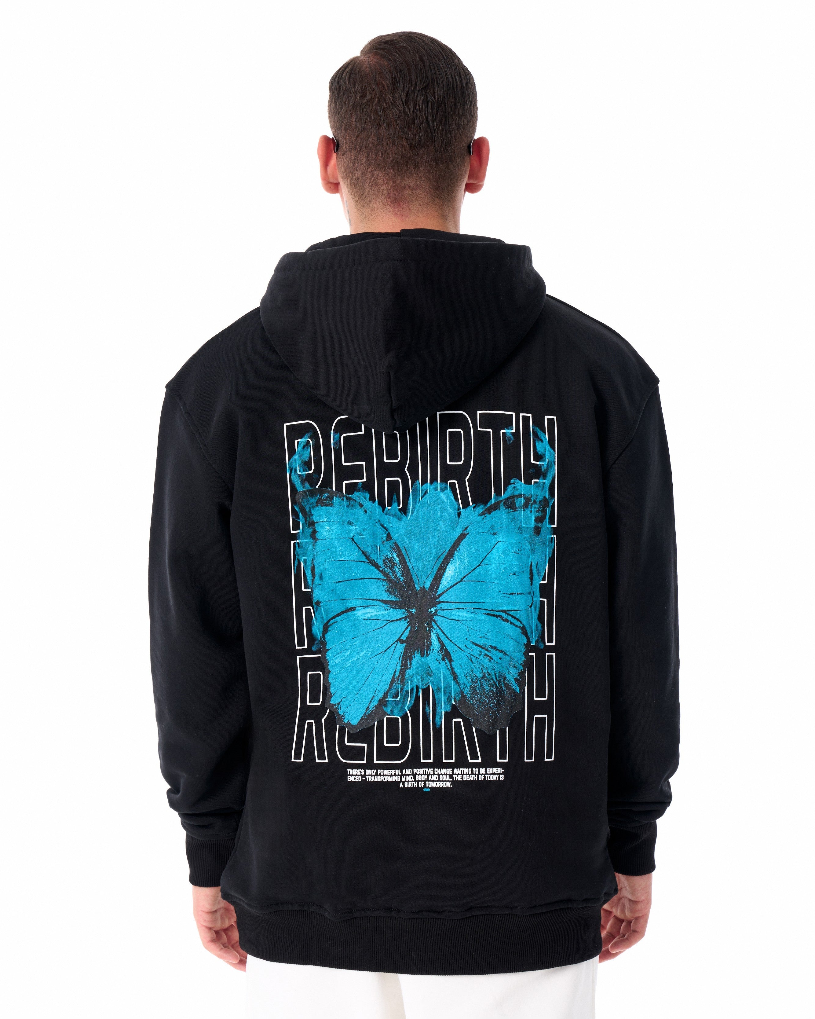 Butterfly Rebirth Oversized Black Hoodie | Martin Valen