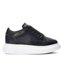 Women's Chunky Full Mesh Sneakers in Black and White
