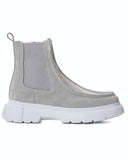Grey Suede Slip On Genuine Leather Boots For Men