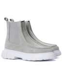 Grey Suede Slip On Genuine Leather Boots For Men (2)