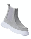 Grey Suede Slip On Genuine Leather Boots For Men (4)