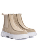 Beige Suede Slip On Genuine Leather Boots For Men (2)