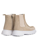 Beige Suede Slip On Genuine Leather Boots For Men (3)