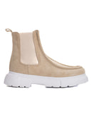 Beige Suede Slip On Genuine Leather Boots For Men