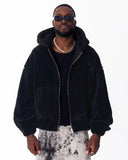 Black Plush Zipper Hoodie with 3D Embroidery (22)
