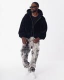 Black Plush Zipper Hoodie with 3D Embroidery (20)