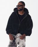 Black Plush Zipper Hoodie with 3D Embroidery (13)
