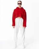 Women's Oversized Crop Hoodie Red (5)