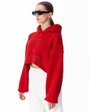Women's Oversized Crop Hoodie Red (2)
