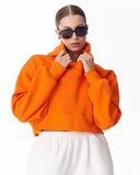 Women's Oversized Crop Hoodie Orange (6)