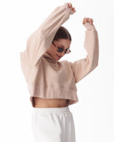 Women's Oversized Crop Hoodie Beige (9)