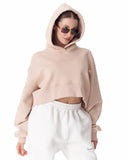 Women's Oversized Crop Hoodie Beige (2)