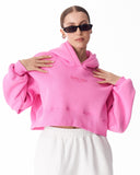 Women's Oversized Crop Hoodie Pink (5)