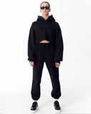 Women's Oversized Crop Hoodie Black (11)