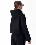 Women's Oversized Crop Hoodie Black (4)