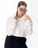 Women's Oversized Crop Hoodie White (7)