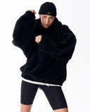 Women's Oversized Plush Hoodie in Black (13)