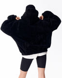 Women's Oversized Plush Hoodie in Black (7)