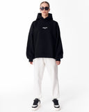 "Slogan" Puff Printed Women's Extra Oversized Hoodie Black (13)