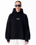 "Slogan" Puff Printed Women's Extra Oversized Hoodie Black