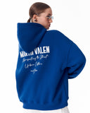 "Slogan" Puff Printed Women's Extra Oversized Hoodie Blue