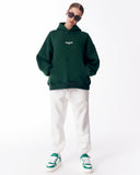 "Slogan" Puff Printed Women's Extra Oversized Hoodie Green (9)