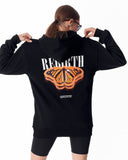 Rebirth Women's Orange 3D Printed Oversized Black Hoodie (2)