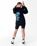 Rebirth Women's Blue 3D Printed Oversized Black Hoodie (2)