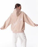 Back Embroidery Oversized Beige Hoodie For Women (2)