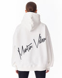 Back Embroidery Oversized White Hoodie For Women