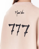 '777' Women's Oversized Designer Sweatshirt in Beige (8)