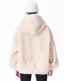 Women's Beige Plush Zipper Hoodie With Embroidery Print (7)