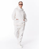 Women's Side Button White Hoodie (6)