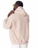Minimalist Sleeve Printed Beige Oversized Hoodie (13)