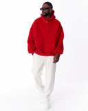 Minimalist Sleeve Printed Red Oversized Hoodie (14)