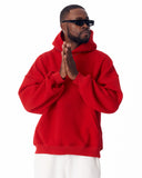 Minimalist Sleeve Printed Red Oversized Hoodie (16)