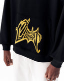 Pocket Embroidery Oversized Black Hoodie (9)