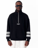 Sleeve Striped Half-Zipper Black Sweatshirt (10)
