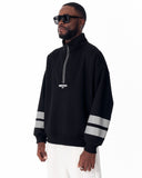 Sleeve Striped Half-Zipper Black Sweatshirt (13)