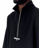 Sleeve Striped Half-Zipper Black Sweatshirt (15)