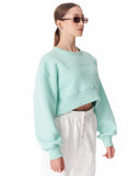 Women's Oversized Crop Sweatshirt Mint Green (4)