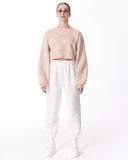 Women's Oversized Crop Sweatshirt Beige (9)