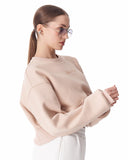 Women's Oversized Crop Sweatshirt Beige (6)