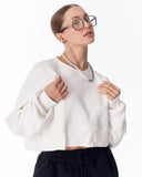 Women's Oversized Crop Sweatshirt White (8)
