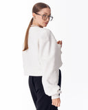 Women's Oversized Crop Sweatshirt White (10)