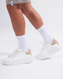 V-Harmony Men's White Shoes with Beige Suede Heel Tab (5)