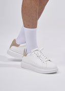 V-Harmony Men's White Shoes with Beige Suede Heel Tab (6)