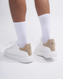 V-Harmony Men's White Shoes with Beige Suede Heel Tab (8)